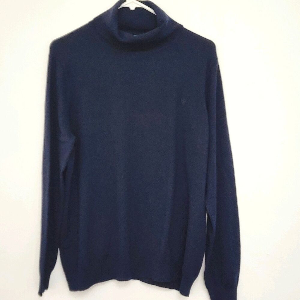 Lauren Ralph Lauren Women's Navy Blue 61% Silk Turtleneck Sweater Sz. 1X classic